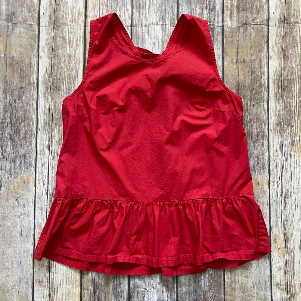 J. Crew Red Sleeveless Peplum Blouse